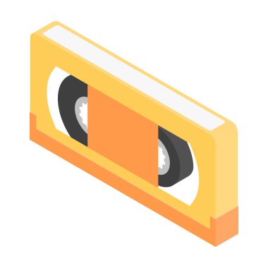 Retro kaset video simgesi izometrik. 3d VHS teyp