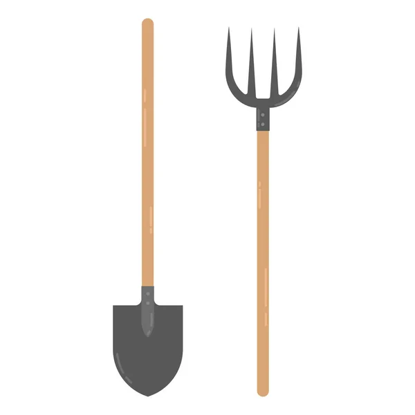 Farmers shovel and pitchfork — Stock Vector