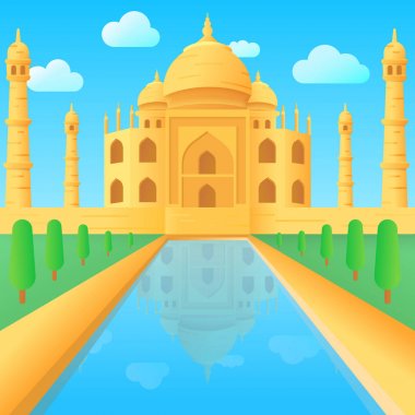 Hindistan Taj Mahal Tapınağı çizimde