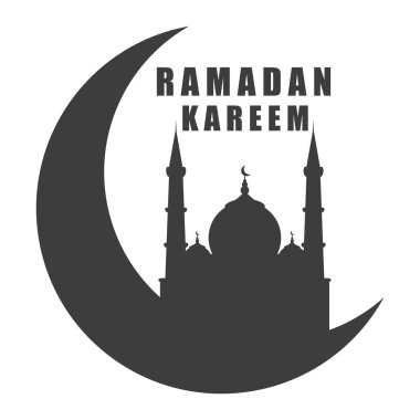 Ramazan kareem siyah simge siluet Camii izole Hilal ay üzerinde