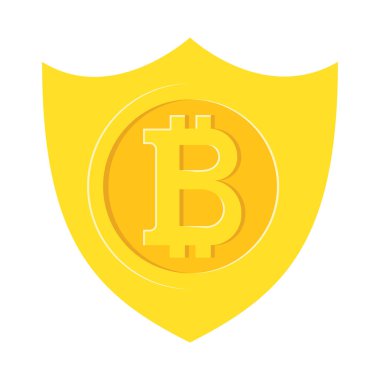 Kalkan Bitcoin altın sikke. Muhafız buckler bitcoin