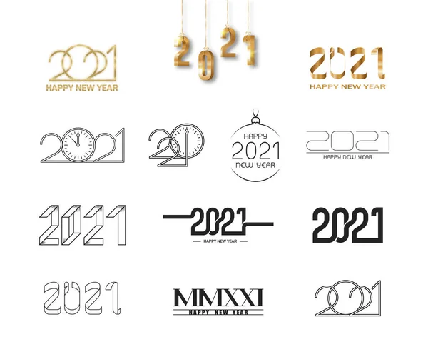 2021 'in tabelaları ve logosu Mutlu yıllar tarihi — Stok Vektör