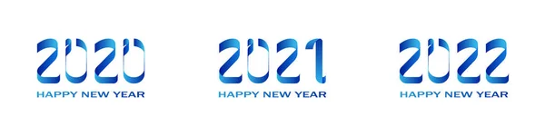 리본 서펜타인 번호 2020, 2021, 2022 새해 세트 — 스톡 벡터