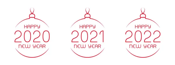 Щасливий новорічний набір з іграшкою та номером року 2020, 2021 та 2022 років — стоковий вектор