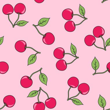 Pembe vişneli vektör, pürüzsüz desen izometrik retro çizgi roman tarzı pembe arka planda pop tarzı