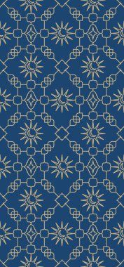 Doğulu süslemeleri ve motifleri olan kusursuz bir İslami şablon. Fas, Farsça ve Arapça ögeler