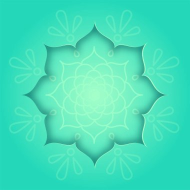 Yeşil rangoli ve mandala desenli Hint tasarım kartı