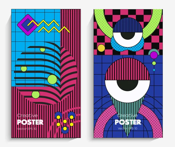 Elementy Konstrukcyjne Memphis Retro Funky Grafika 90S Trendy Projekty Dla — Wektor stockowy