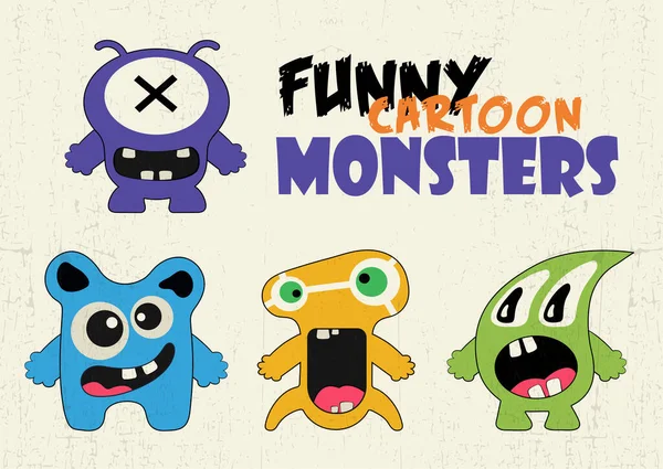Funny Cartoon Colorful Monsters Monsters With Emotions Facial Expression Sad Happy Angry Faces Funny Cartoon Characters Vector Illustration Stock Images Page Everypixel