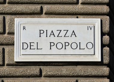 Piazza del Popolo sign in Rome