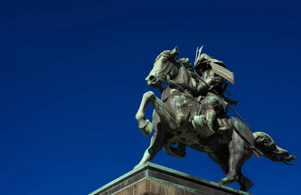 Samurai with horse statue — Stock Photo, Image