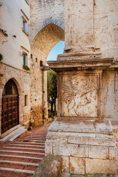 Ókori Középkori Porta Trasimena Trasimena Kapu Vagy Etruszk Városfalak Kapuja — Stock Fotó
