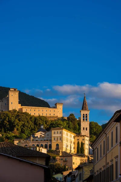 Antigua Ciudad Spoleto Umbría Con Sus Monumentos Más Famosos Luz — Foto de Stock