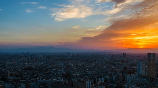 Tokyo Japan April 2019 Zonsondergang Uitzicht Stad Eindeloze Buitenwijken Van — Stockfoto