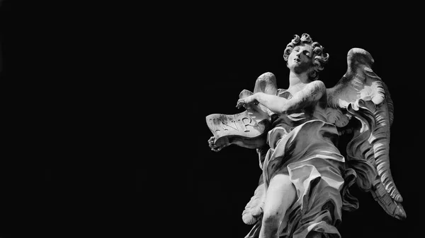 Angel Statue Holding Jesus Inri Sign 17Th Century Baroque Masterpiece — Stock Photo, Image