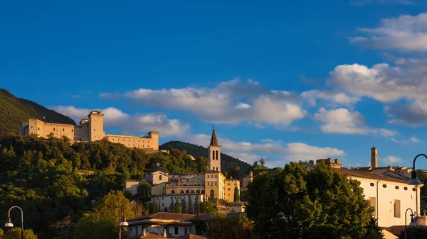 Antigua Ciudad Spoleto Umbría Con Sus Monumentos Más Famosos Luz — Foto de Stock