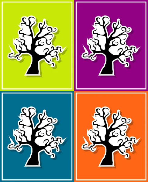 Pegatina estilo nuevo y creativo en el árbol crujiente de fondo — Vector de stock