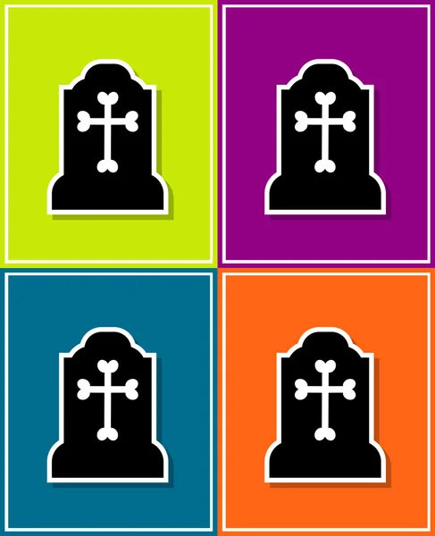 Pegatina de estilo nuevo y creativo en la tumba de fondo y la cruz — Archivo Imágenes Vectoriales