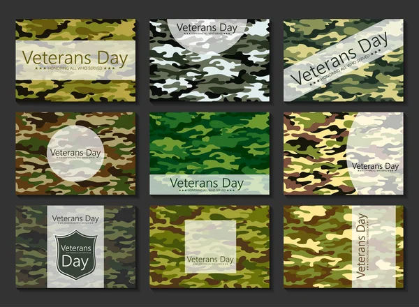 Folleto de plantillas Día de los Veteranos en color caqui — Vector de stock