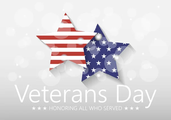 Ilustración vectorial Veteranos plantilla de póster del día Estrellas con EE.UU. — Vector de stock