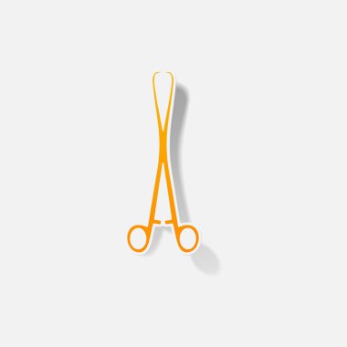 Etiket kağıt ürünleri gerçekçi öğesi tasarım illüstrasyon forseps dişçi