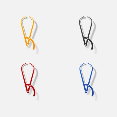 Etiket kağıt ürünleri gerçekçi öğesi tasarım illüstrasyon forseps dişçi