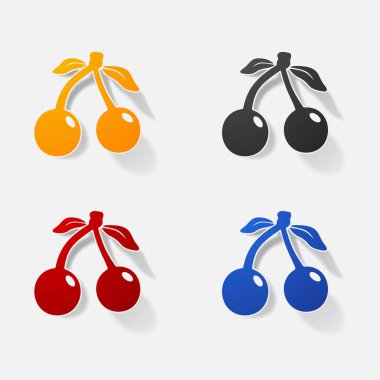 Etiket kağıt ürünleri gerçekçi öğesi tasarım illüstrasyon kiraz