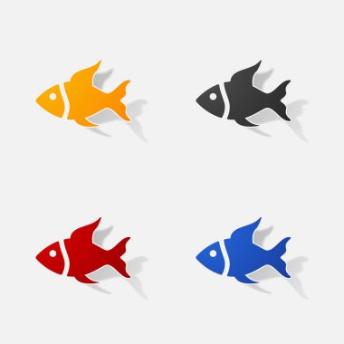 Etiket kağıt ürünleri gerçekçi öğesi tasarım illüstrasyon balık