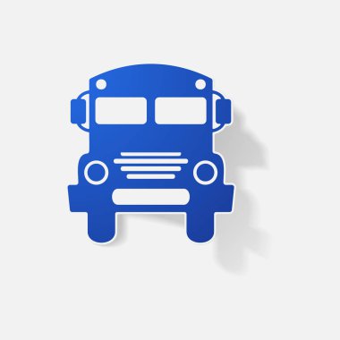 Etiket kağıt ürünleri gerçekçi öğesi tasarım illüstrasyon okul otobüsü