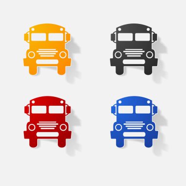 Etiket kağıt ürünleri gerçekçi öğesi tasarım illüstrasyon okul otobüsü