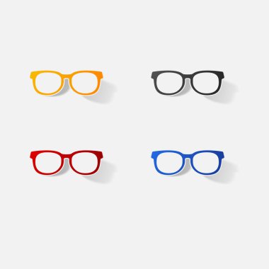 Etiket kağıt ürünleri gerçekçi öğesi tasarım illüstrasyon gözlük