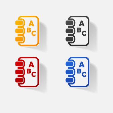 Etiket kağıt ürünleri gerçekçi öğesi tasarım illüstrasyon defter