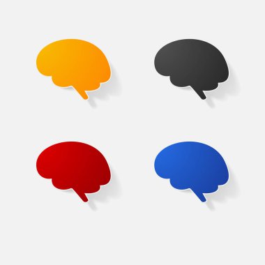 Etiket kağıt ürünleri gerçekçi öğesi tasarım illüstrasyon beyin