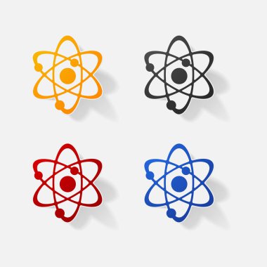 Etiket kağıt ürünleri gerçekçi öğesi tasarım illüstrasyon atom