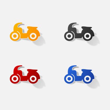 Etiket kağıt ürünleri gerçekçi öğesi tasarım illüstrasyon motosiklet