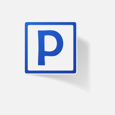 Etiket kağıt ürünleri gerçekçi öğe tasarlamak sembolü otopark