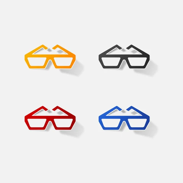 Sticker papier produits réaliste élément design illustration lunettes pour cinéma — Image vectorielle