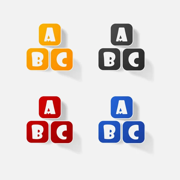 Productos de papel adhesivo elementos realistas letras de diseño a b c — Vector de stock