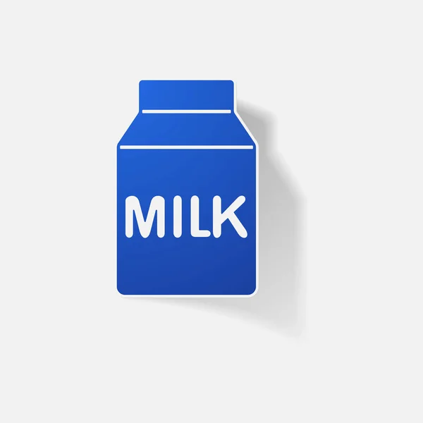 Productos de papel adhesivo elemento realista diseño ilustración paquete de leche — Vector de stock