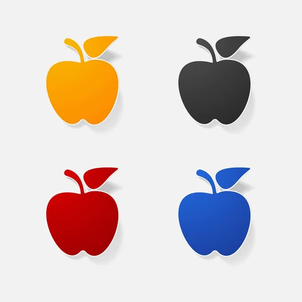 Sticker papier producten realistische element ontwerp illustratie apple — Stockvector