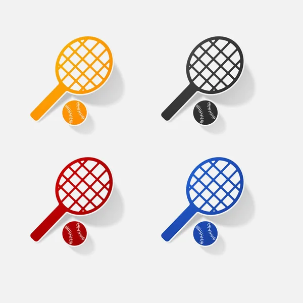 Productos de papel adhesivo elemento realista diseño ilustración pelota de tenis — Vector de stock