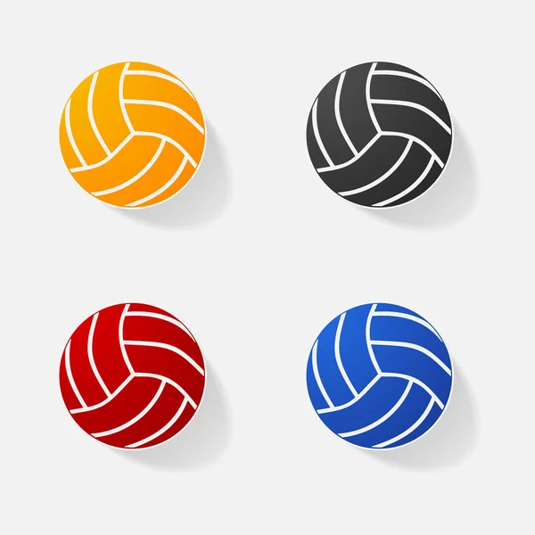 Sticker papier produits réaliste élément conception illustration volley-ball — Image vectorielle