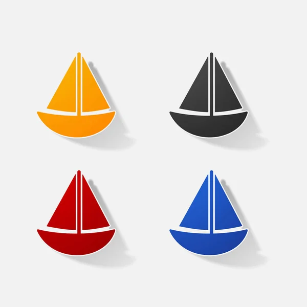 Наклейка бумажные изделия реалистичные элементы дизайн иллюстрации лодки — стоковый вектор