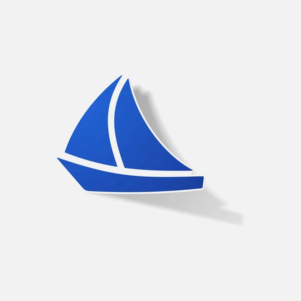 Klistermärke papper produkter realistiska element design illustration båt — Stock vektor