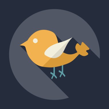 Gölge simgesi kuş ile düz modern tasarım