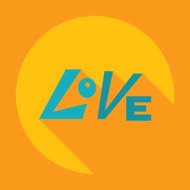 Gölge simgesi kelime aşk ile düz modern tasarım