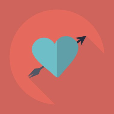 Gölge simgesi kalp ile düz modern tasarım