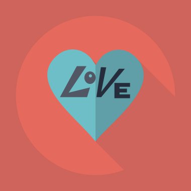 Gölge simgesi kalp ile düz modern tasarım