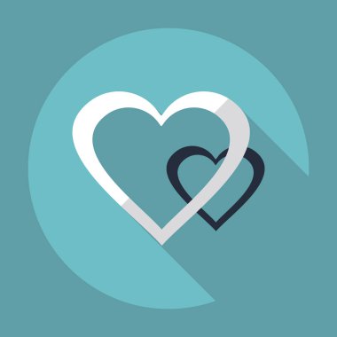 Gölge simgesi kalp ile düz modern tasarım