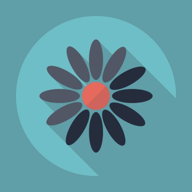 Gölge simgesi çiçek ile düz modern tasarım